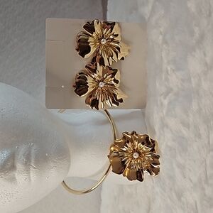 Womens necklace and post ear rings set jewelry gold